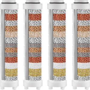 4 piece shower head filter 3 layer pp cotton filter with mineral balls, removes chlorine & heavy metals, hard water filter for shower